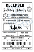 Set of personalised Christmas birthday postage labels