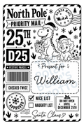 Set of personalised Christmas postage labels - Dinosaur