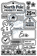 Set of personalised Christmas postage labels with Gingerbread girl