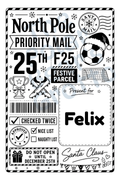Set of personalised Christmas postage labels with Football