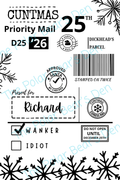 Set of personalised Christmas postage labels with Sweary theme