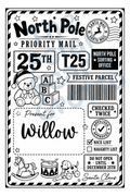 Set of personalised Christmas postage labels with Teddy bear