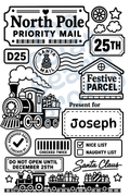 Set of personalised Christmas postage labels with Steam train