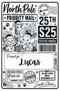 Set of personalised Christmas postage labels with zoo animals